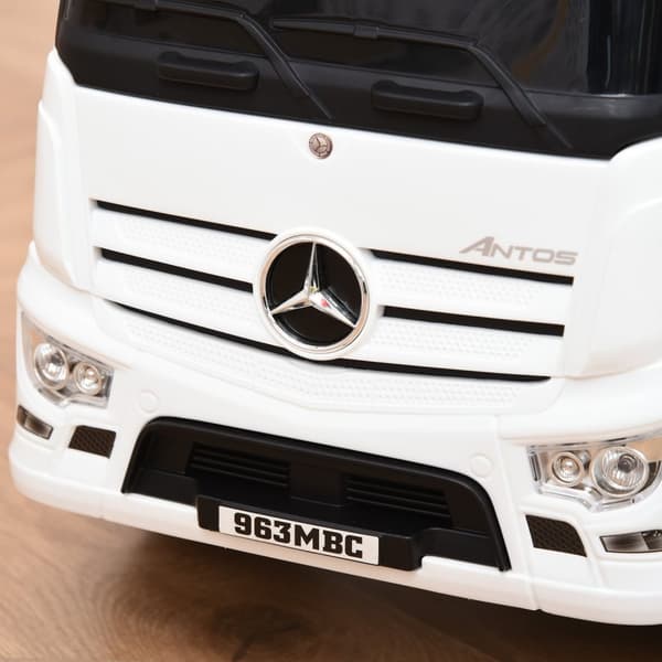 Barnebil Mercedes Antos Lastebil, Med Lys, For 12-36 Måneder, Hvit+Svart