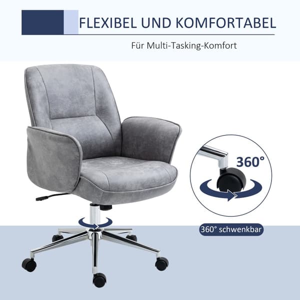 Kontorstol Moderne Skrivebordsstol Med Vippefunksjon, Høydejusterbar, Ergonomisk, 360° Svingbare Hjul