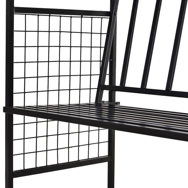 Plant Arch Med Bänk Bänk Valv Spaljé Trädgårdsbåge Tak Metall Svart 154 X 60 X 205 Cm