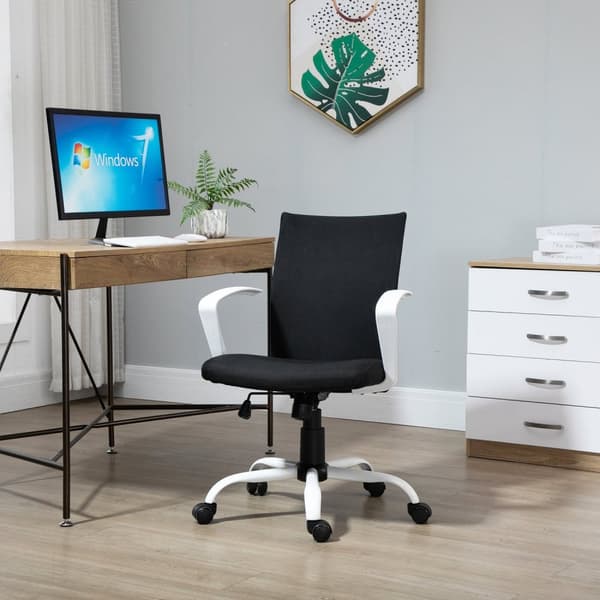 Kontorstol Skrivebordsstol Mesh Ryggstøtte Med Vippefunksjon Hodestøtte Ergonomisk 360° Svingbare Hjul Skum Nylon Svart 61X61X89-99Cm