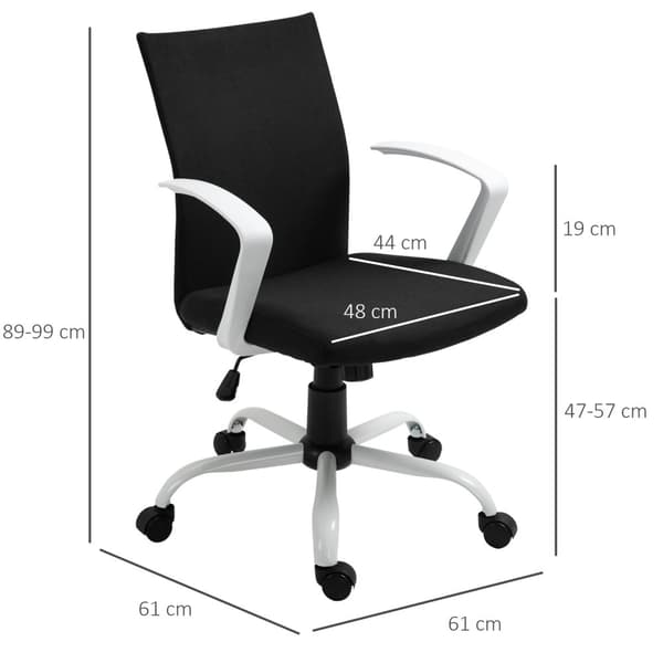 Kontorstol Skrivebordsstol Mesh Ryggstøtte Med Vippefunksjon Hodestøtte Ergonomisk 360° Svingbare Hjul Skum Nylon Svart 61X61X89-99Cm
