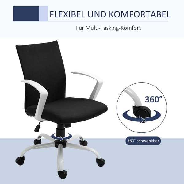 Kontorstol Skrivebordsstol Mesh Ryggstøtte Med Vippefunksjon Hodestøtte Ergonomisk 360° Svingbare Hjul Skum Nylon Svart 61X61X89-99Cm