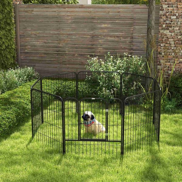 Puppy Run Metal Udendørs Kabinet Med Dør, Kan Tilpasses, Sort, 79X79 Cm