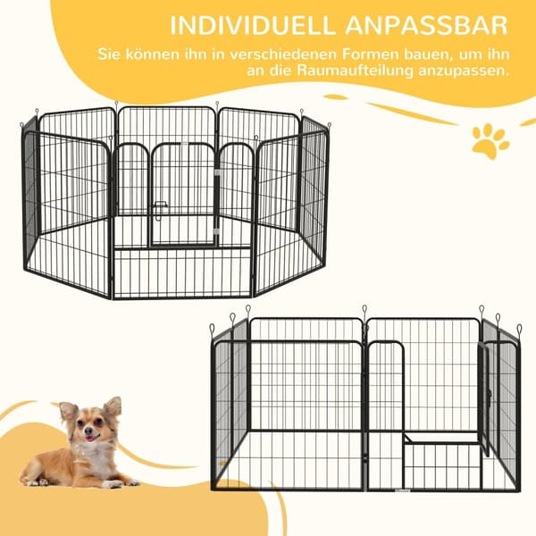 Puppy Run Metal Udendørs Kabinet Med Dør, Kan Tilpasses, Sort, 79X79 Cm