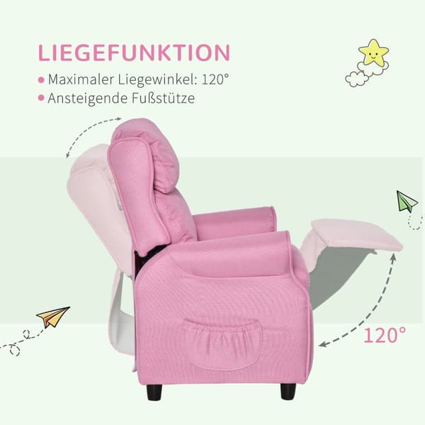 Justerbar Børnesofa Med Fodstøtte, Komfortabel Børnelænestol Til 3-5 År, Pink, 58X53X70Cm, Ideel Til Drenge Og Piger