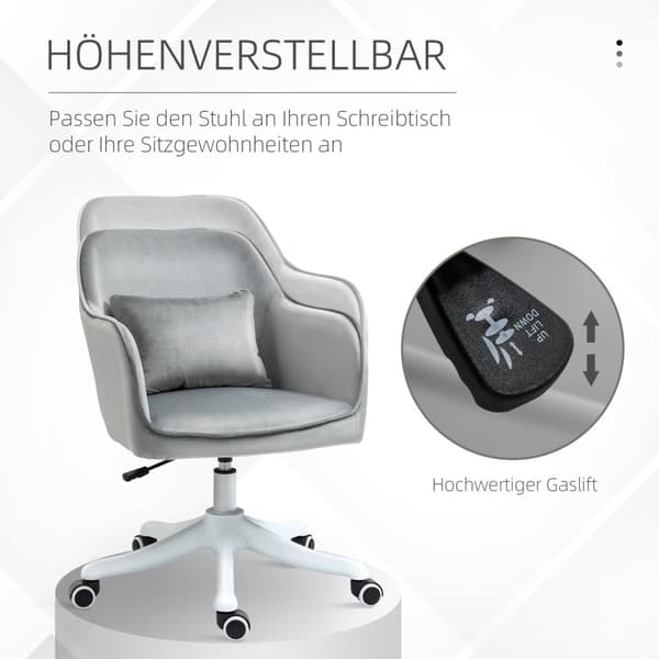 Massage Kontorstol Skrivebordsstol Med Vibrationsfunktion, Lændepude, Armlæn, Fløjl, Højdejusterbar