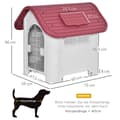 Miniatyrbilde 4 av 10: Hundekennel Utendørs Hundehus Med Takluke Gately For Små Hunder Smådyrskur Luftsirkulasjon Vanntett Metall Pp Rød+Lysgrå