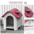 Miniatyrbilde 7 av 10: Hundekennel Utendørs Hundehus Med Takluke Gately For Små Hunder Smådyrskur Luftsirkulasjon Vanntett Metall Pp Rød+Lysgrå