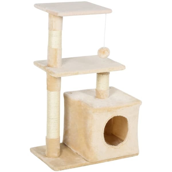 Skrapestolpe Med Sisal, Myk Plysj, Skrapebrett, Stabilt, E1 Klasse Sponplater, 50X30X80Cm