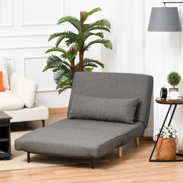 Sovesofa, Enkeltsofa, Liten, Sammenleggbar Sofa Med Justerbar Rygg, Skandinavisk, Grå, 95X95X80Cm