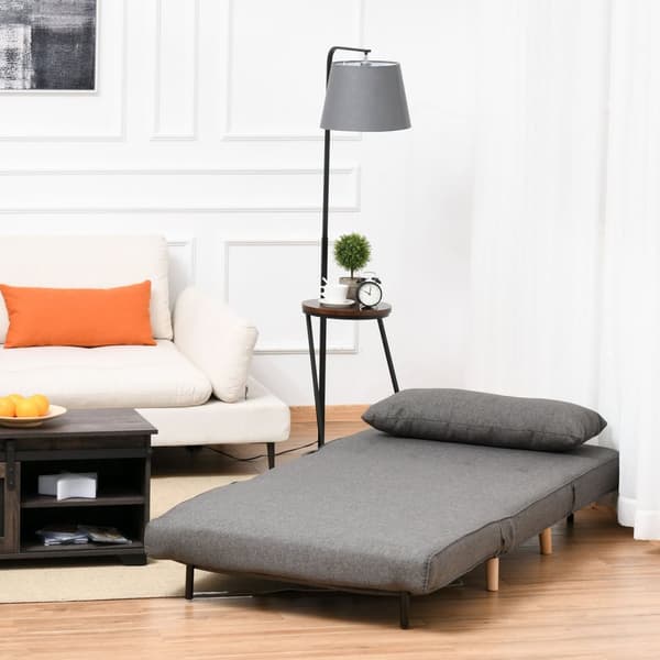 Sovesofa, Enkeltsofa, Liten, Sammenleggbar Sofa Med Justerbar Rygg, Skandinavisk, Grå, 95X95X80Cm