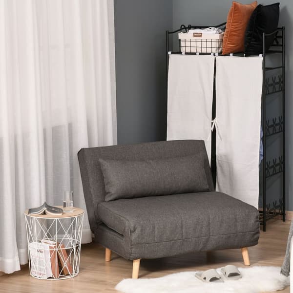 Sovesofa, Enkeltsofa, Liten, Sammenleggbar Sofa Med Justerbar Rygg, Skandinavisk, Grå, 95X95X80Cm