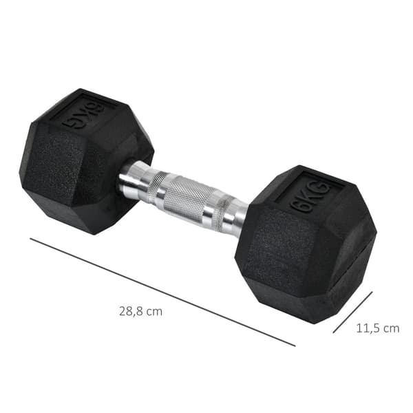 Hexagon Käsipainosetti 2, 2X6 Kg, Valurauta Kumipäällysteellä, Musta