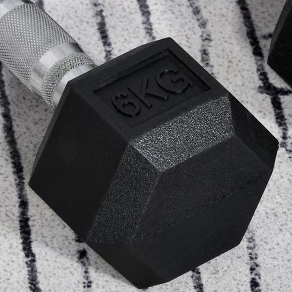 Hexagon Käsipainosetti 2, 2X6 Kg, Valurauta Kumipäällysteellä, Musta