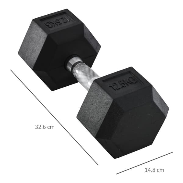 Hexagon Hantel Gjutjärn Hantel Gummi Hantel Handtag Räfflade Vikter Metall Gummi Svart 1 X 12,5 Kg