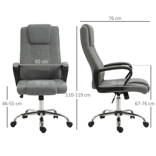 Työtuoli Tietokonetuoli Keinutoiminnolla Niskatuella Ergonominen Työtuoli Kääntyvä Korkeus Säädettävissä Pellavakosketus 62X62X110-119 Cm