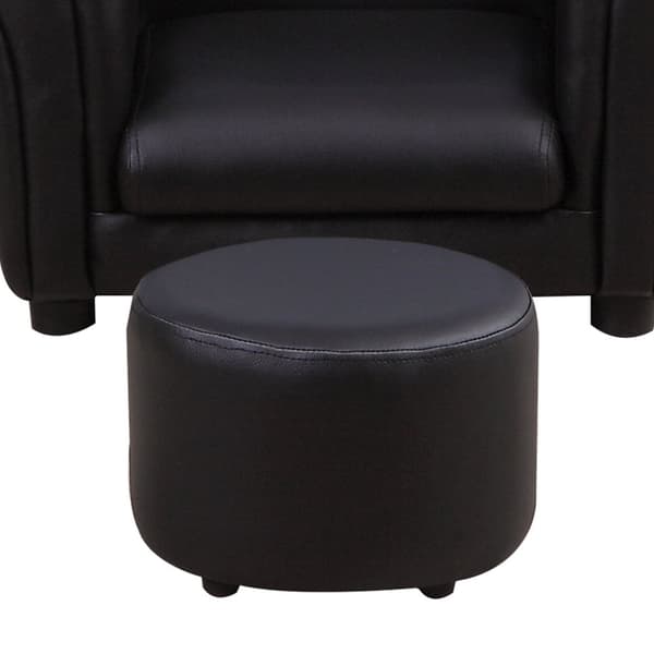 Børnelænestol Med Skammel Børnesofa I Sort, Mini Sofa Til 3-7 År, Træ, 54X42X41Cm