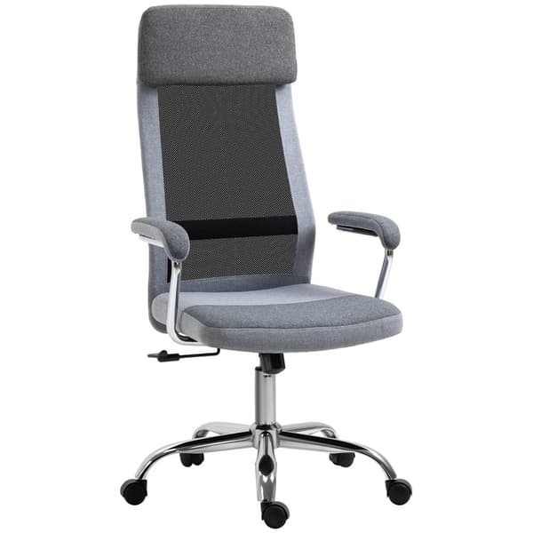 Kontorstol Ergonomisk Computerstol Højdejusterbar Nakkestøtte Nordic Style Lysegrå + Sort 65X67X119-129Cm