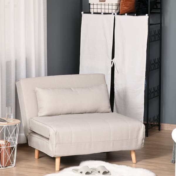 Sovesofa, Enkeltsofa, Sovesofa, Sammenleggbar Sofa Med Justerbar Ryggstøtte, Nordisk, Imitert Lin