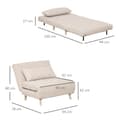Miniatyrbilde 4 av 10: Sovesofa, Enkeltsofa, Sovesofa, Sammenleggbar Sofa Med Justerbar Ryggstøtte, Nordisk, Imitert Lin