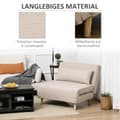 Miniatyrbilde 6 av 10: Sovesofa, Enkeltsofa, Sovesofa, Sammenleggbar Sofa Med Justerbar Ryggstøtte, Nordisk, Imitert Lin