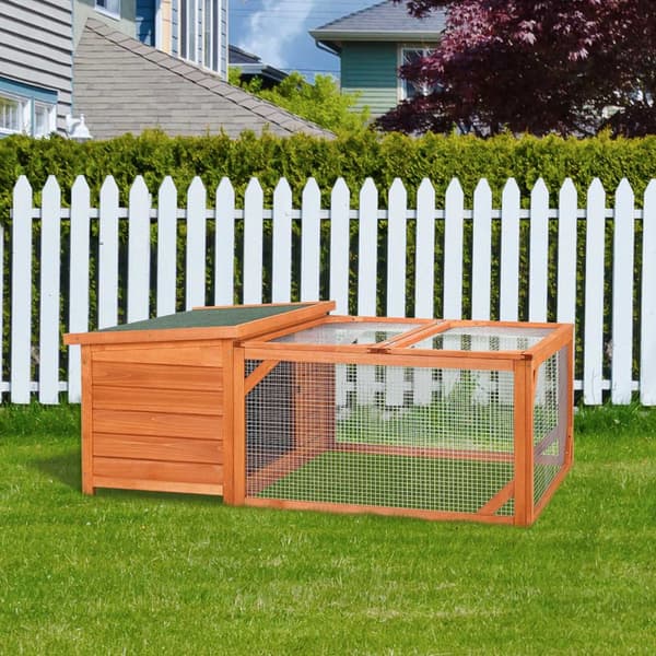 Smådyrhytte Dvergkaninhytte 125,5X100X49Cm Med Åpningsbart Asfalttak Utendørs Innendørs Bakgård Værbestandig Grantre Oransje + Grønn