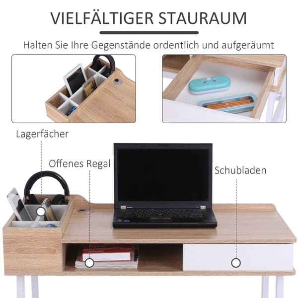 Skrivebord Med Oppbevaringsrom Databord Kontorbord Allsidig Med Skuffebred Bordplate