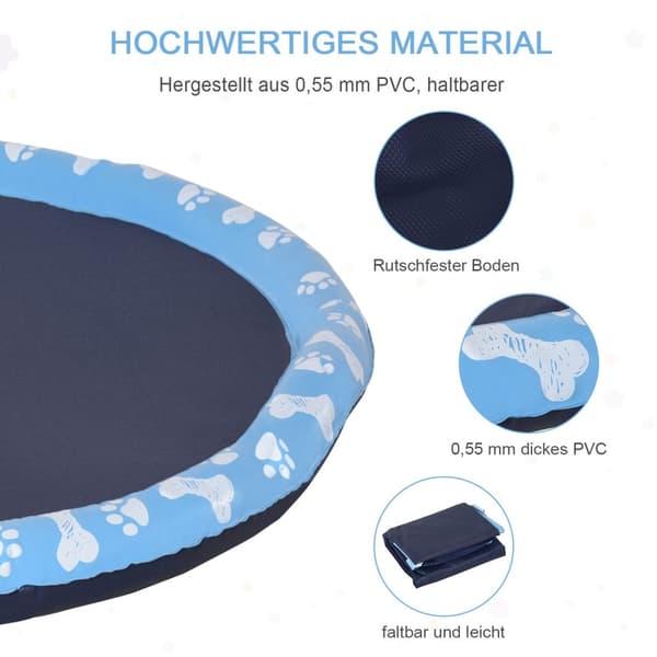 Splash Sprinkleri Pad 170Cm Spray Vesi Ominaisuus Mat Koira Vesi Sprinkleri Luistamaton Ulkokäyttöön Pvc Sininen