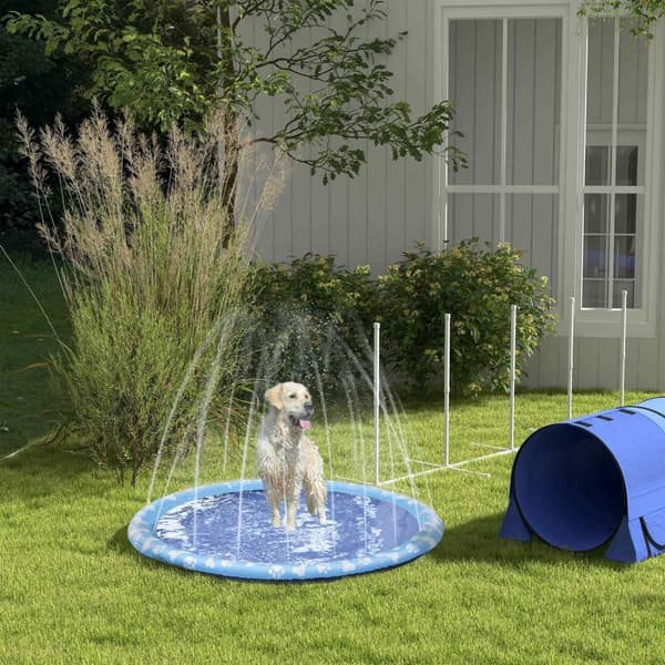 Splash Sprinkleri Pad 170Cm Spray Vesi Ominaisuus Mat Koira Vesi Sprinkleri Luistamaton Ulkokäyttöön Pvc Sininen