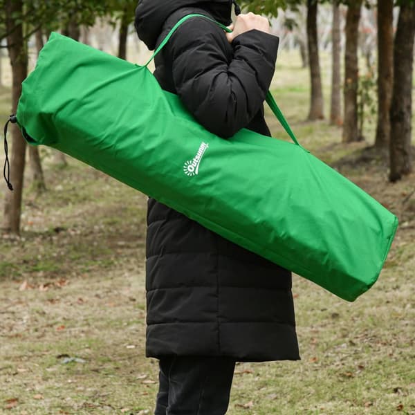 Campingseng, Feltseng, Klapseng Med Sidelomme, Drikkevareholder, Bæreevne Op Til 136 Kg, Stål Oxford Grøn + Sort, 200 X 73 X 49 Cm