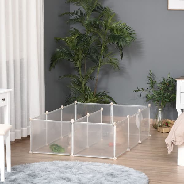 Utendørs Kabinett Diy Mesh Kabinett Små Kjæledyr 12 Paneler Innendørs Hvit 105X105X45Cm