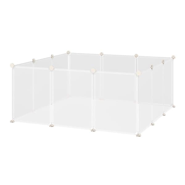 Udendørs Indhegning Diy Mesh Indhegning Små Kæledyr 12 Paneler Indendørs Hvid 105X105X45Cm