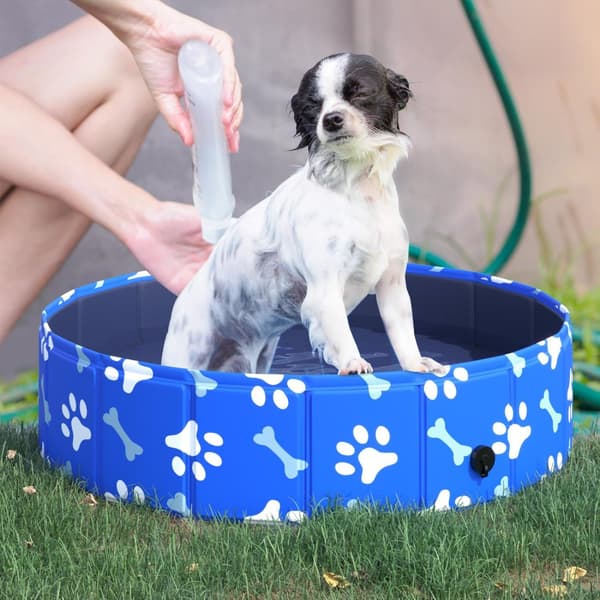 Hundebadekar Sammenleggbart Hundebasseng Badekar Vannbasseng Hunder/Katter Ø80X20Hcm