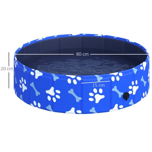 Hundebadekar Sammenleggbart Hundebasseng Badekar Vannbasseng Hunder/Katter Ø80X20Hcm