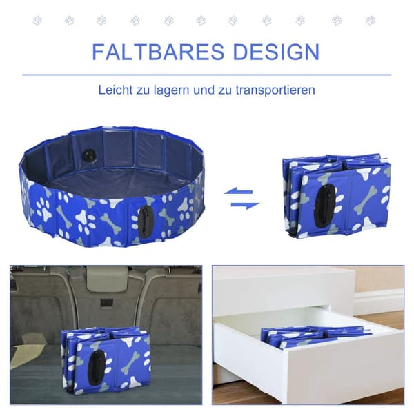 Hundebadekar Sammenleggbart Hundebasseng Badekar Vannbasseng Hunder/Katter Ø80X20Hcm