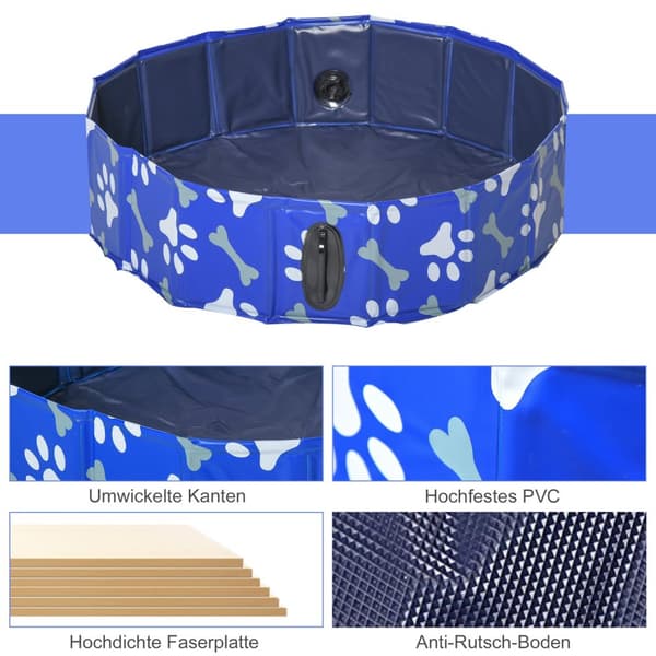 Hundebadekar Sammenleggbart Hundebasseng Badekar Vannbasseng Hunder/Katter Ø80X20Hcm