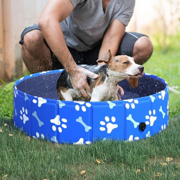 Hundebadekar Sammenleggbart Hundebasseng Badekar Vannbasseng Hunder/Katter Ø80X20Hcm