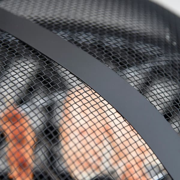 Fire Bowl 2-I-1 Brandkurv Med Gnistbeskytter & Grillrist, Havegrill, Sort+Brun, Ф78X60H Cm