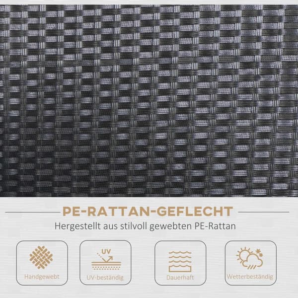 Polyrattan Siddesæt Til 4 Personer, Havesæt, Sofasæt, Havemøbelsæt, Lounge, Metal, Luksus, Sort