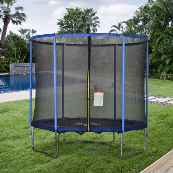 Trampoline Med Sikkerhetsnett Hagetrampolin For Innendørs Og Utendørs Bruk For Barn Og Voksne Stål Opp Til 113,6 Kg Ø244 X 240H Cm