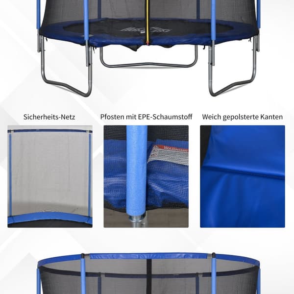 Trampoline Med Sikkerhetsnett Hagetrampolin For Innendørs Og Utendørs Bruk For Barn Og Voksne Stål Opp Til 113,6 Kg Ø244 X 240H Cm