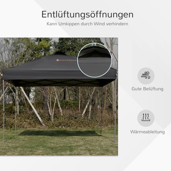 Garden Gazebo 2,95X2,95M Folding Gazebo Pop-Up Med Knagger Og Fyrtau, Oxford-Stoff, Uv-Beskyttelse, Svart
