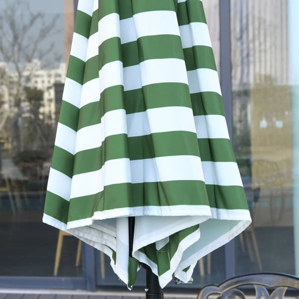 Parasoll Hage Paraply Terrasse Paraply Ramme Stål Utendørs Grønn Stripe Ø230 X 216 Cm