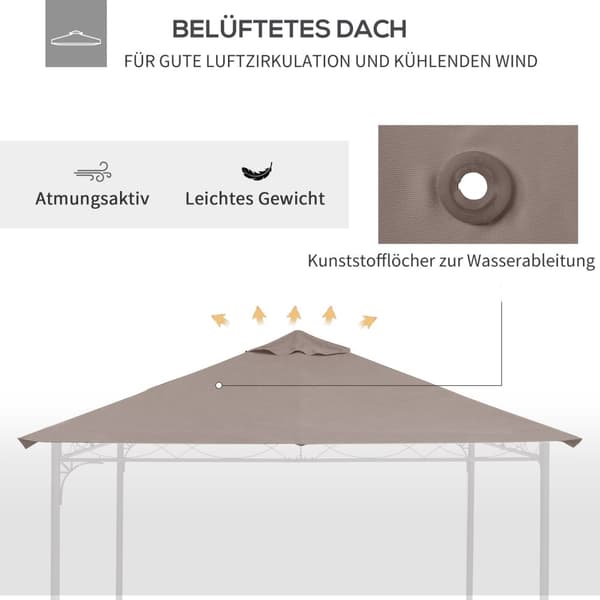 Gazebo Katon Vaihto Huvimaja Katon Huvilan Kansi Aurinkosuoja Polyesteri Beige 2,98 X 2,95 M