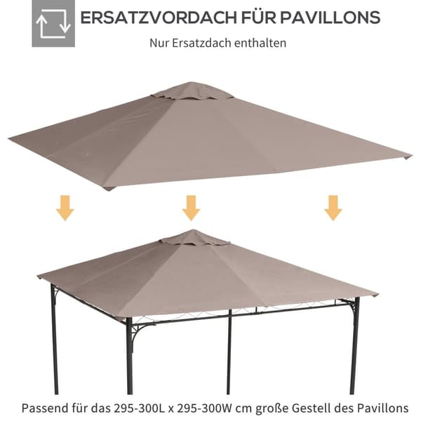 Gazebo Katon Vaihto Huvimaja Katon Huvilan Kansi Aurinkosuoja Polyesteri Beige 2,98 X 2,95 M