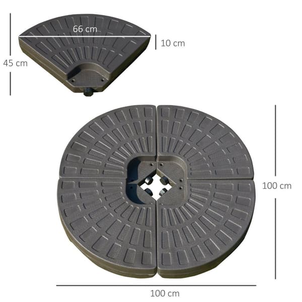Sateenvarjoteline, Täytettävä 17Kg Vedellä/25Kg Hiekkaa, Hdpe, Kahvi, 100X100X10,5Cm