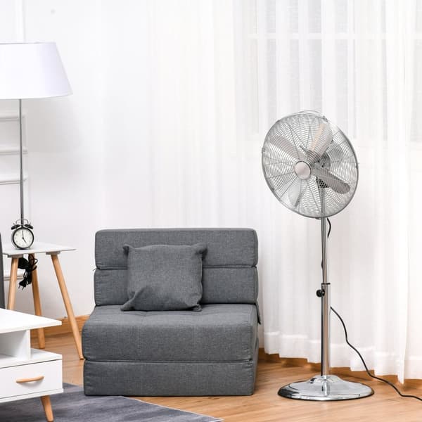 Piedestalventilator 120 Cm, Højdejusterbar, 3 Hastighedsniveauer, Justerbar Hældningsvinkel, Stål, Sølv