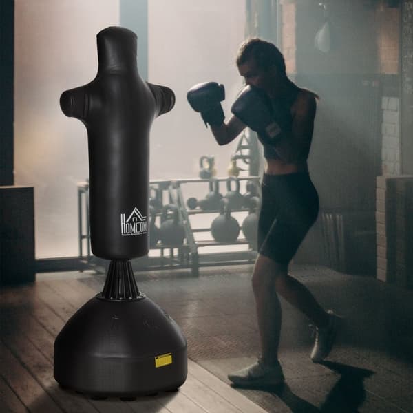 Boksesæk Stående 180 Cm Voksen Stående Boksesæk Boksning Dummy Boksesøjle Humanoid Design Heavy Duty Boksesæk Til Professionelle Og Begyndere Sort