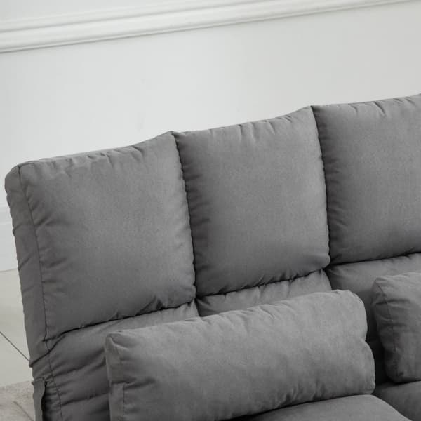 Gulvstol 2-I-1 Gulvstol & Seng Med Ryggstøtte, 3 Posisjoner Justerbar, Setepute, Grå, Fløyel Og Stål, 102X73X60Cm