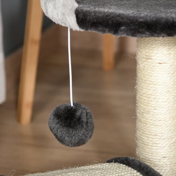 Skrapestolpe Lekeballer Og Sisal Tau Skrapestenger, Stall Kattetre, Grå, 35,5X37X46Cm